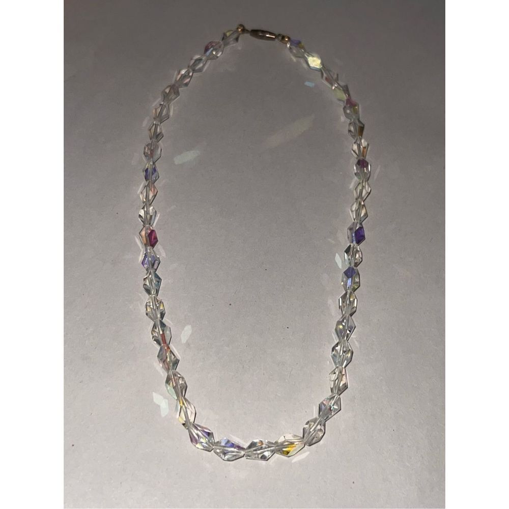 1930s Cut Glass Crystal Beaded Aurora Borealis Women’s Vintage Necklace